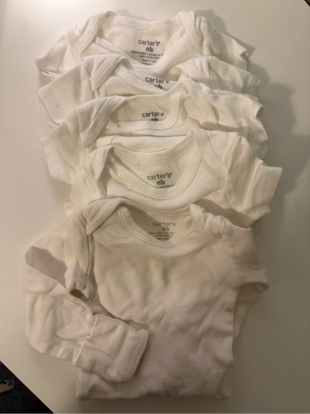 Carter's White Newborn Short & Long-Sleeve Bodysuit Set